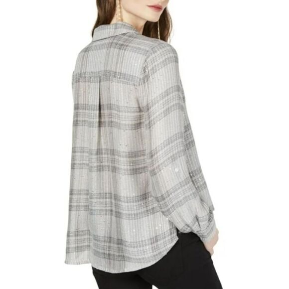 BRAND NEW I-N-C WOMEN'S PLAID SEQUIN BUTTON UP SHIRT - Picture 16 of 16